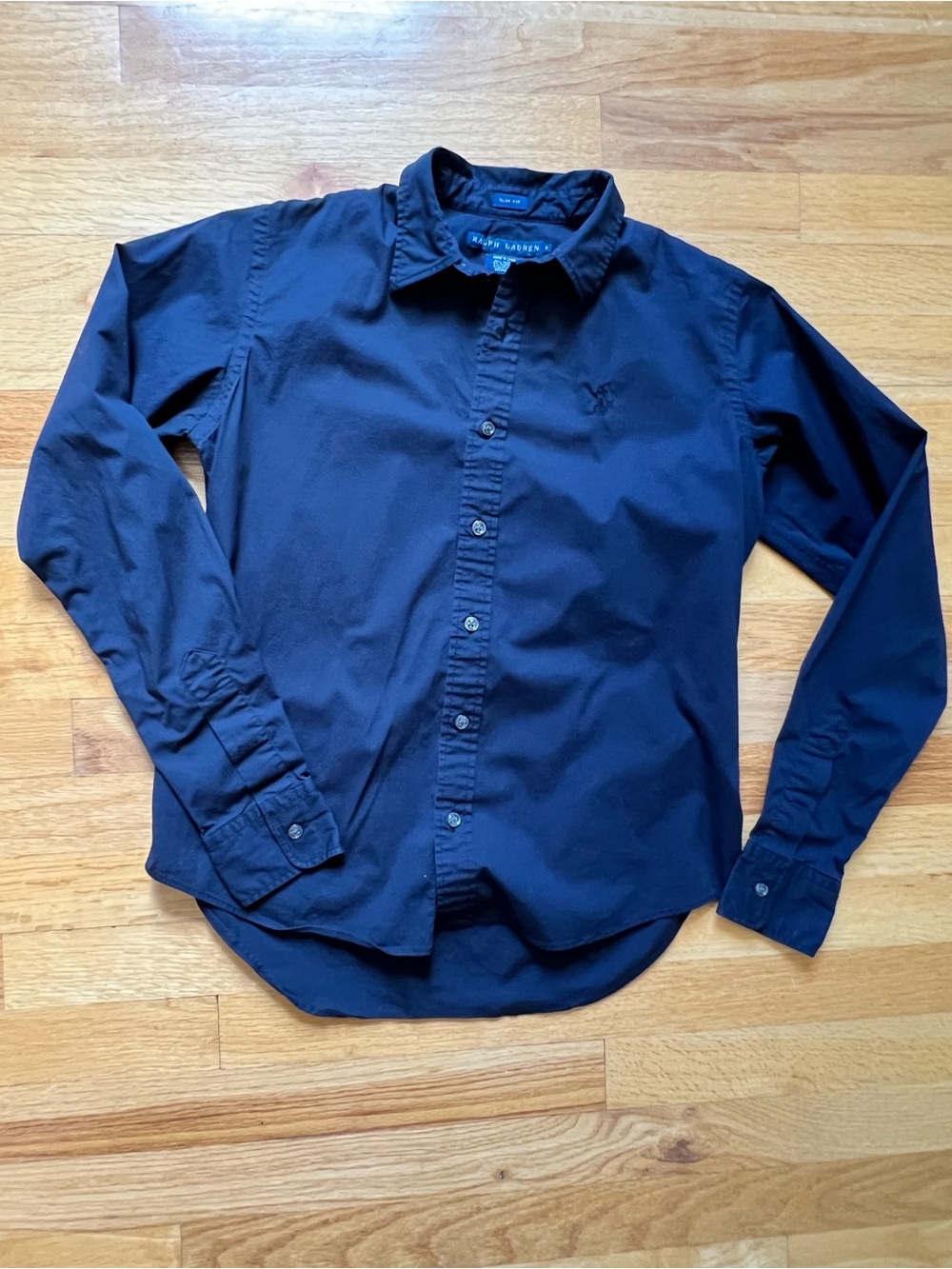 Ralph Lauren Black Long-Sleeve Button-Up Shirt size 6 slim fit